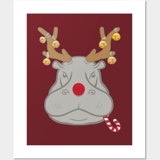 Christmas Hippo Wall Art by jacisjake